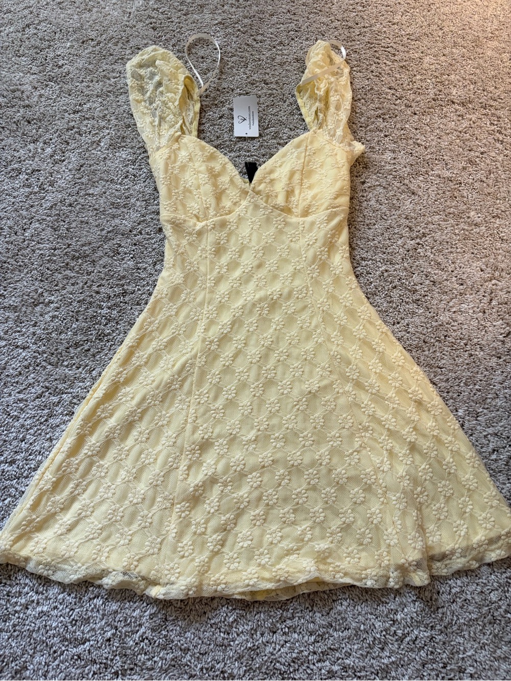 Windsor Yellow Lace Fit-and-Flare Dress